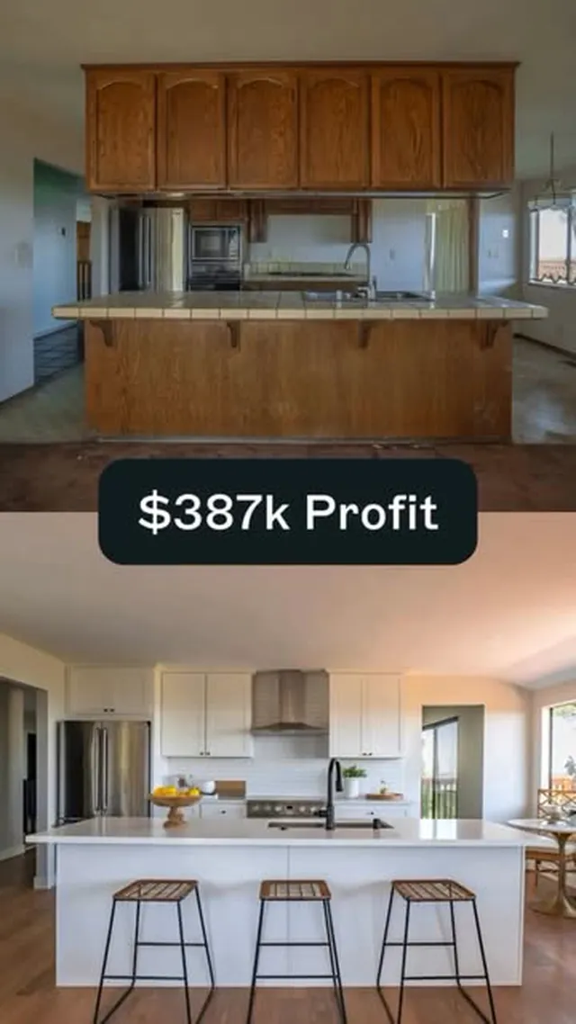 Reel: kitchen island and range hood reveal, posted July 9, 2026 by @renosellsdallas on Instagram